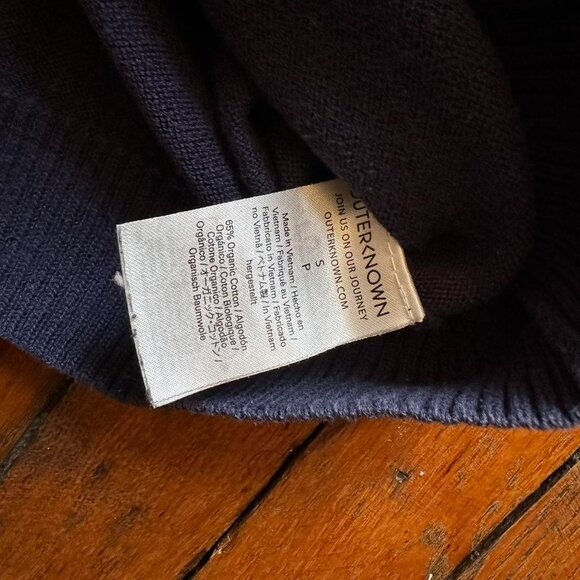 OuterKnown Organic Cotton Crew Neck Knit Sweater Men Small Blue White Green - Picture 4 of 6